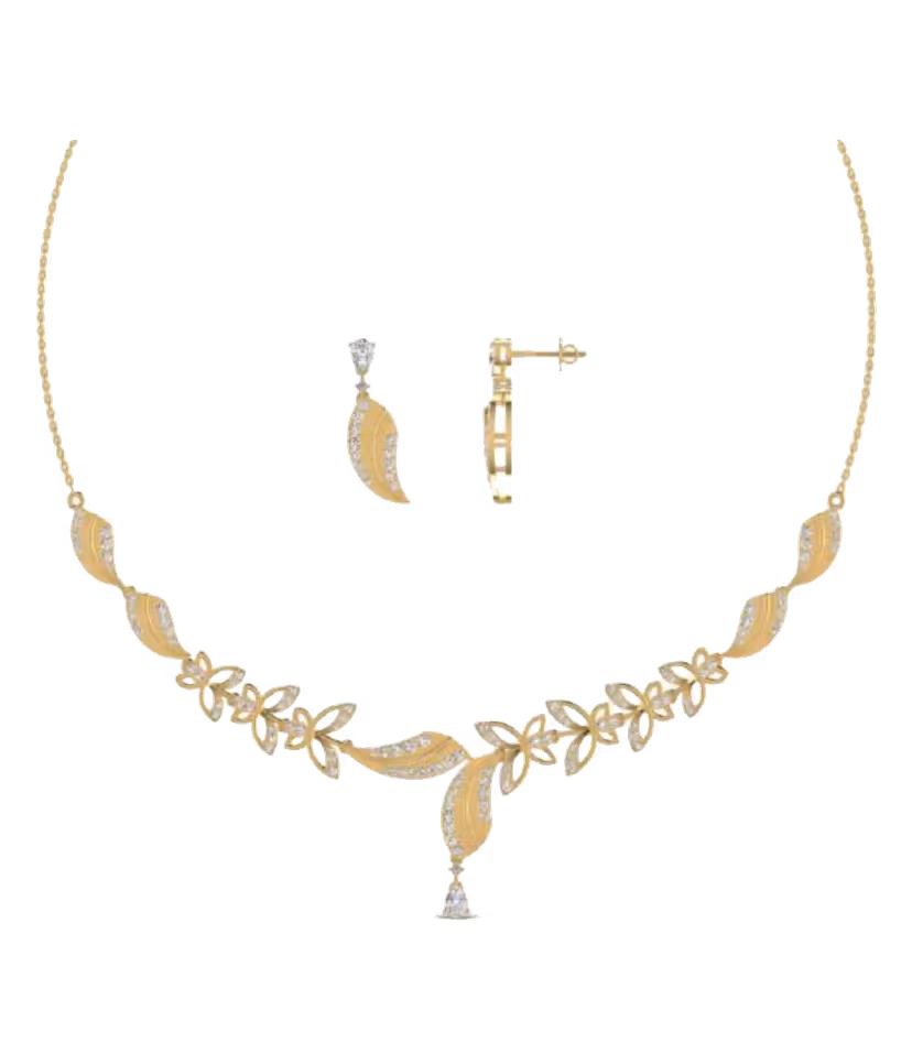 Curved Leaf Drop Necklace