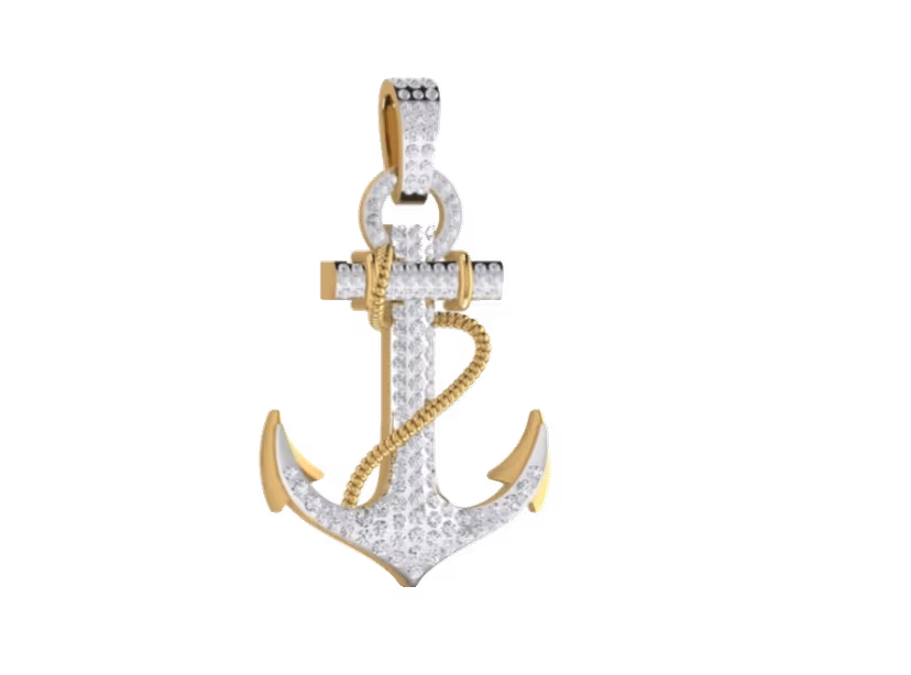 Iced Anchor Pendant