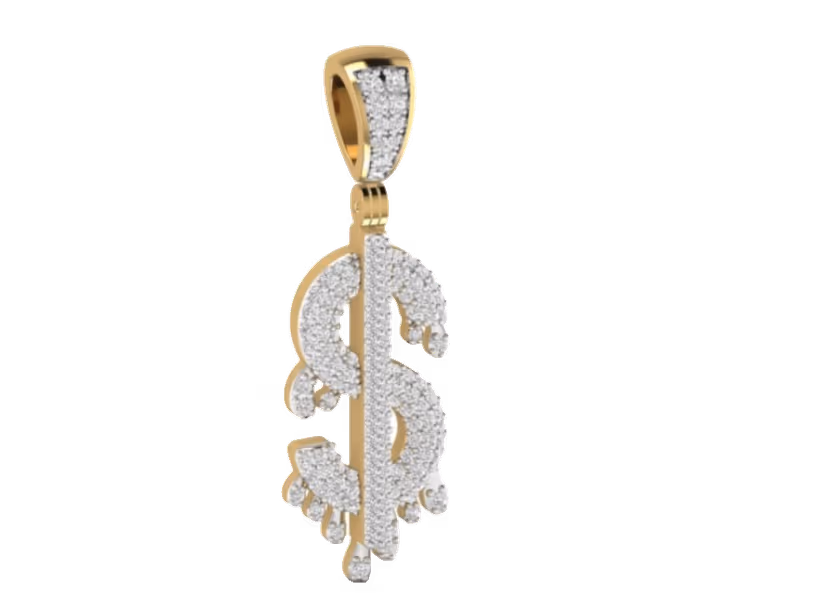 Iced Dollar Sign Pendant