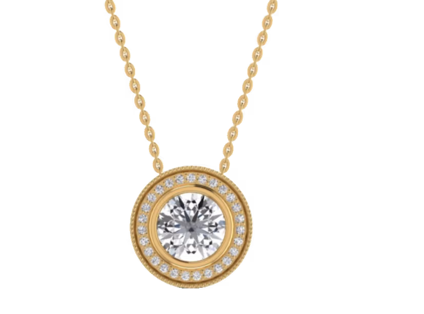 Round Halo Solitaire Pendant