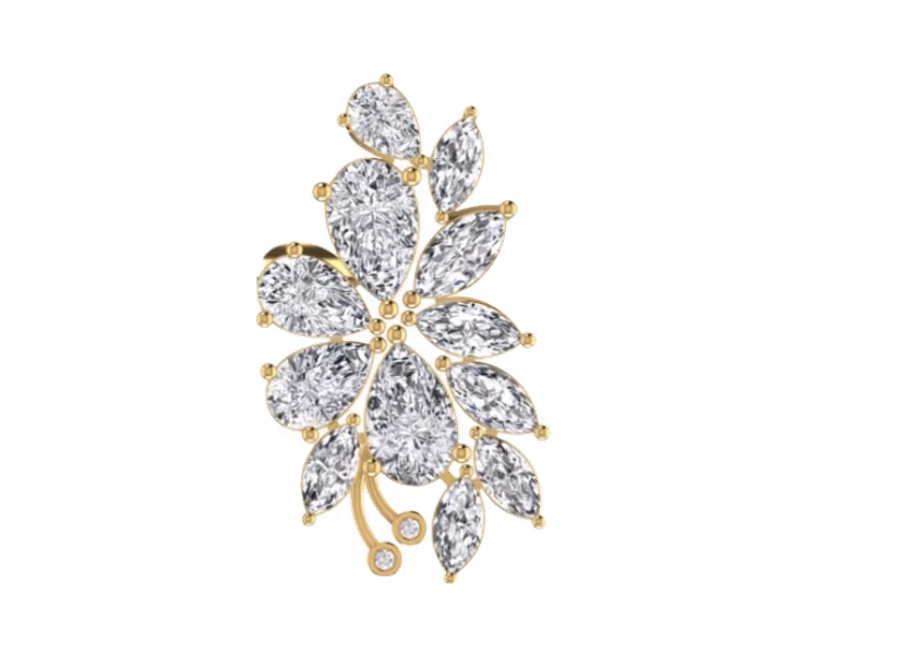 Marquise and pear cluster floral spray pendant with single pear drop.