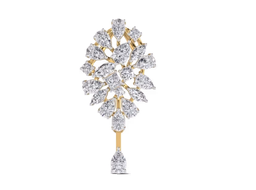 Marquise and pear cluster bouquet pendant with a single pear drop.