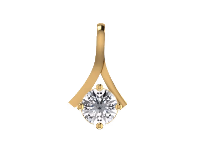 Single round prong-set diamond on a V-style gold drop bail.