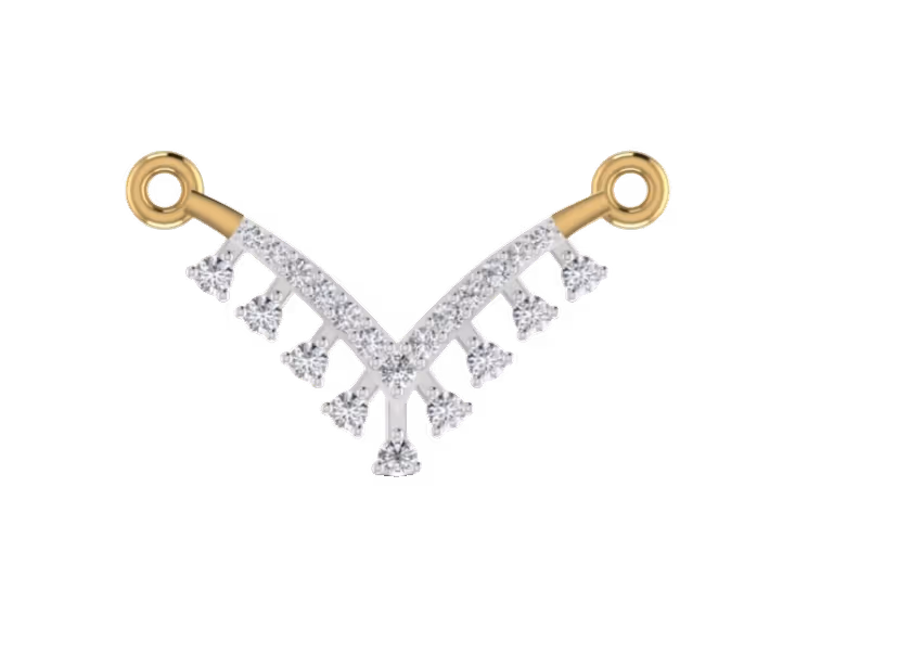 V-shape mangalsutra centerpiece with vertical pavé bar drop.