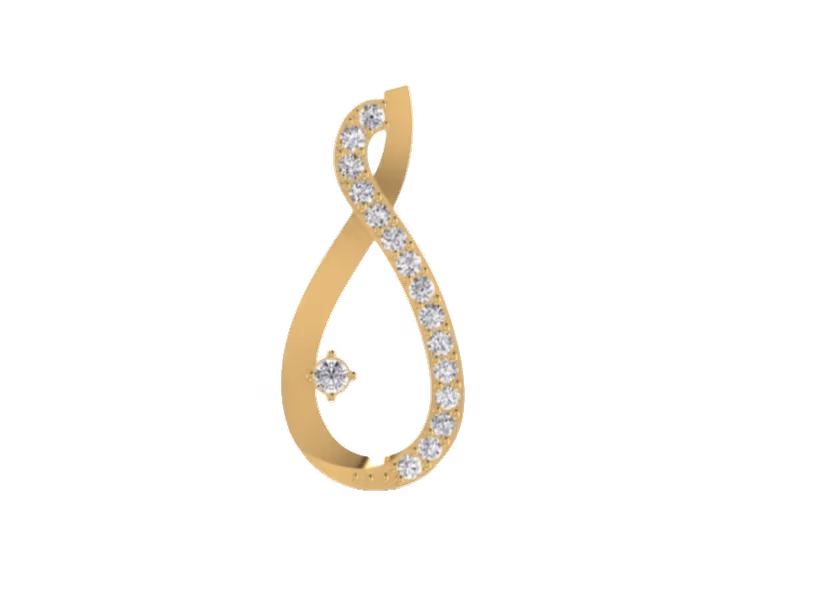 Pavé infinity figure-8 pendant with single round prong-set diamond inside.