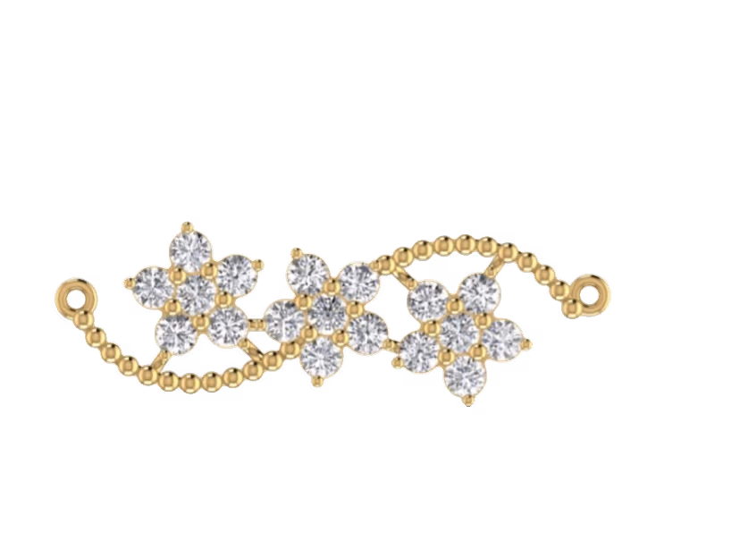 Mangalsutra-style three-flower cluster connector with bead chain.