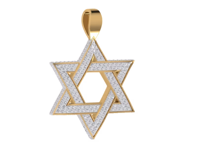 Star of David pendant with double-pavé interlocking triangles.