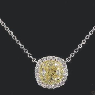 LNK1004-CU100 lab-grown diamond pendant, 14KT Yellow/White