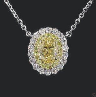 LNK1004-OV100 lab-grown diamond pendant, 14KT Yellow/White